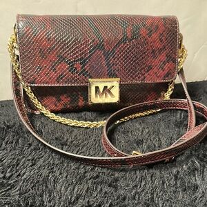 Michael Kors Red and Black Snake Print Bag